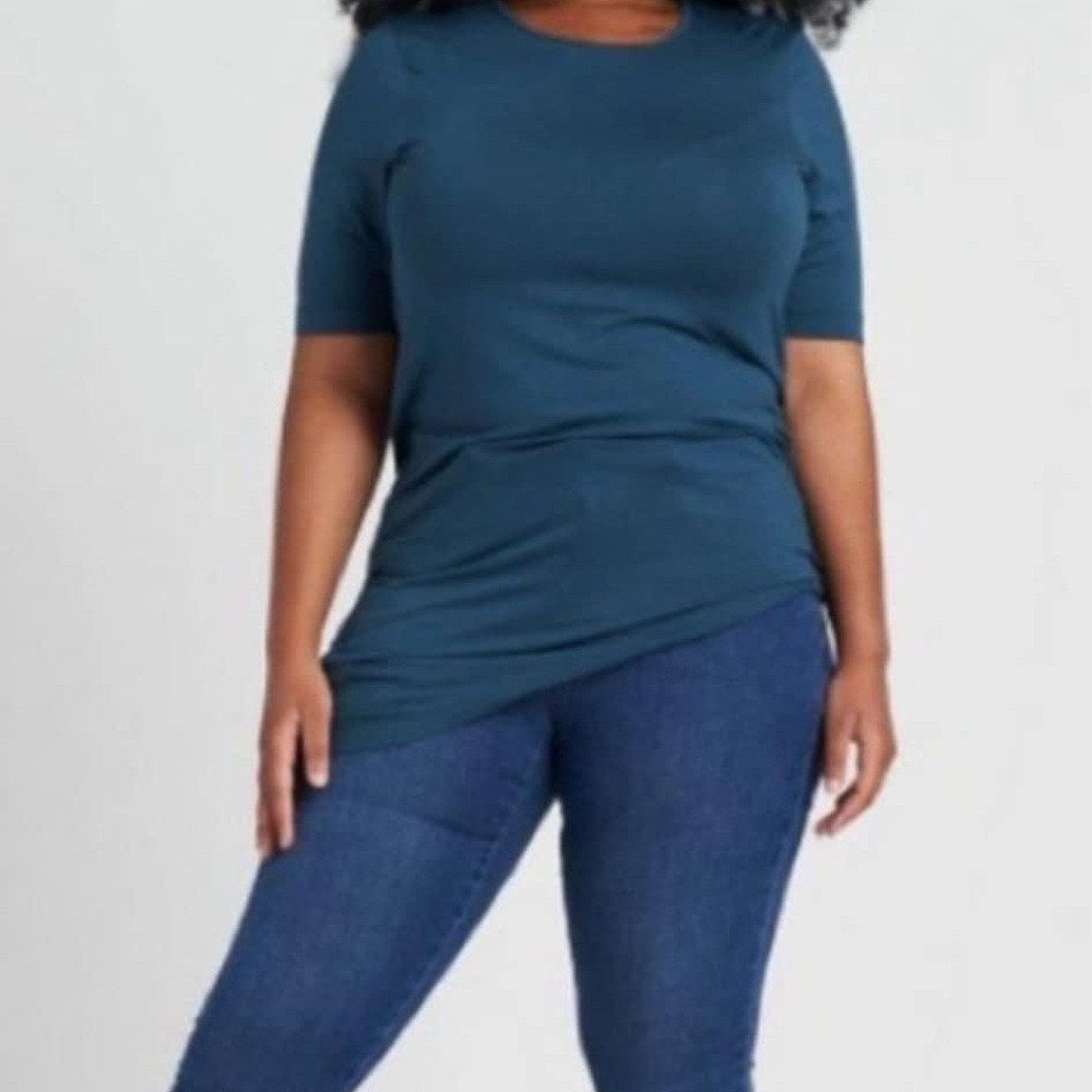 Universal Standard Genevette Deep Aquamarine 3/4 Sleeve Top